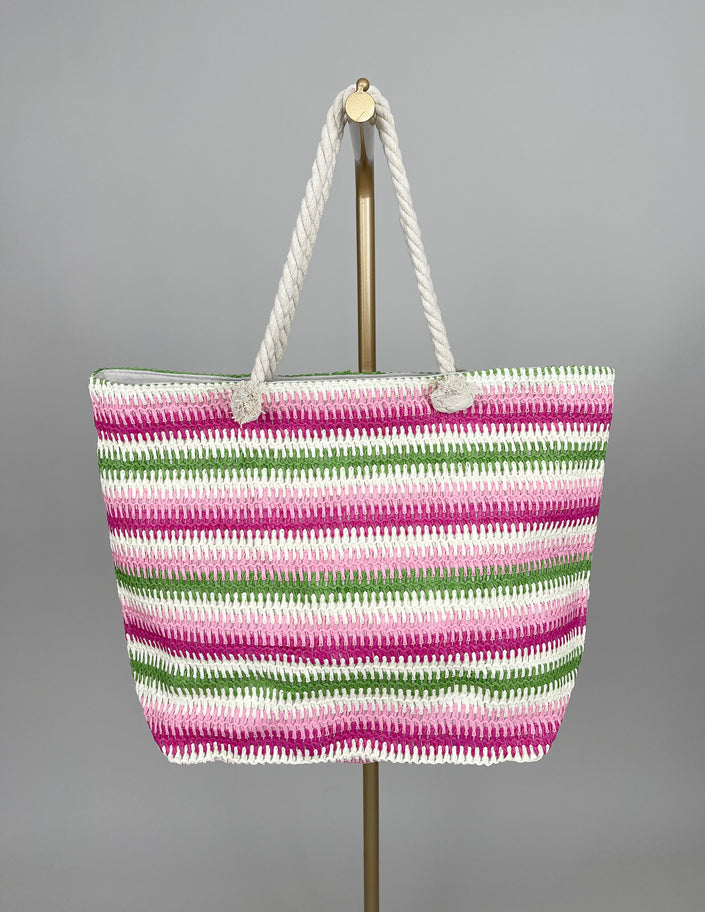Tasche Beach Streifen in Pink/Grün