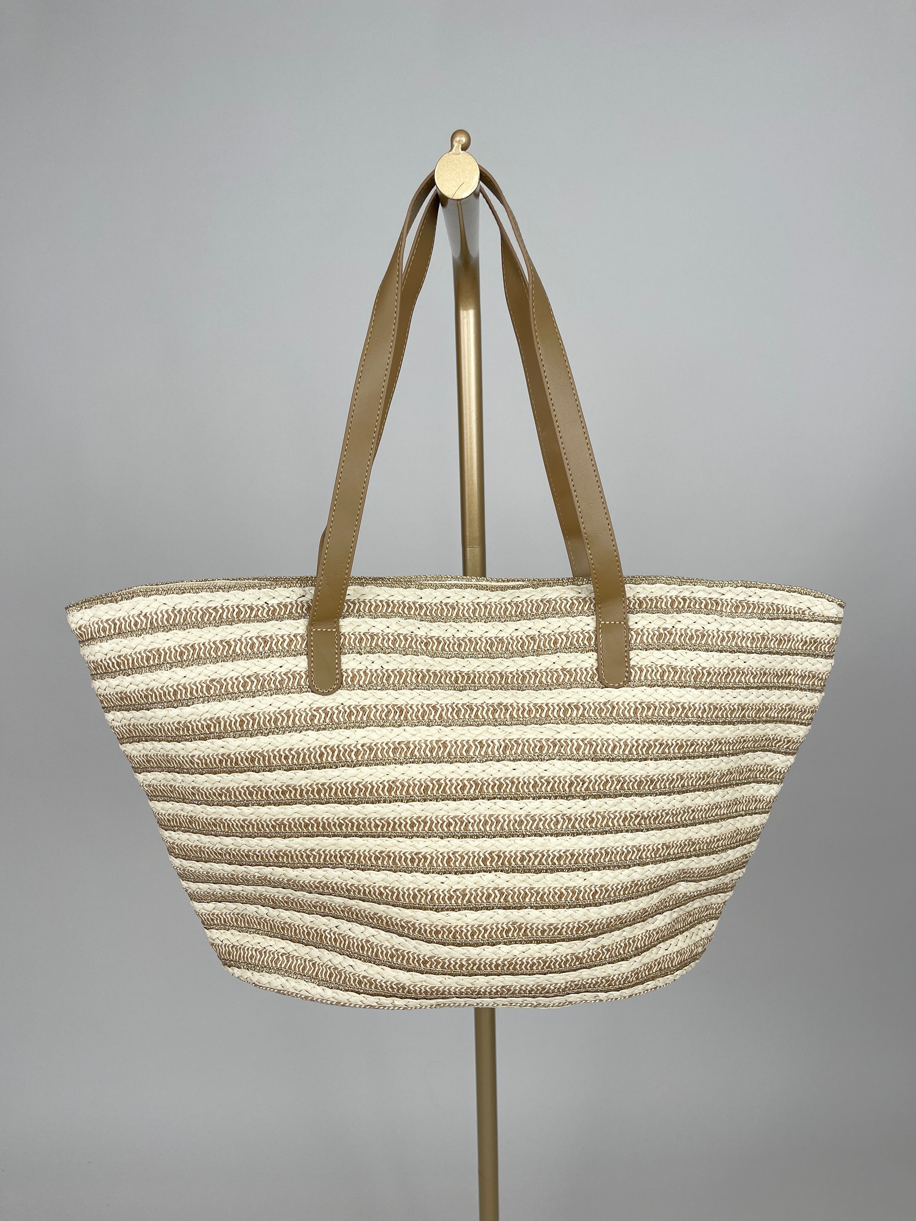 Korbtasche Streifen in Beige