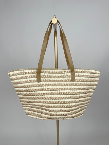 Korbtasche Streifen in Beige