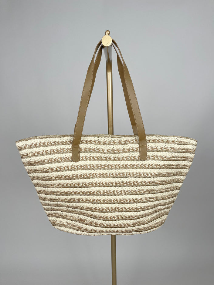 Korbtasche Streifen in Beige