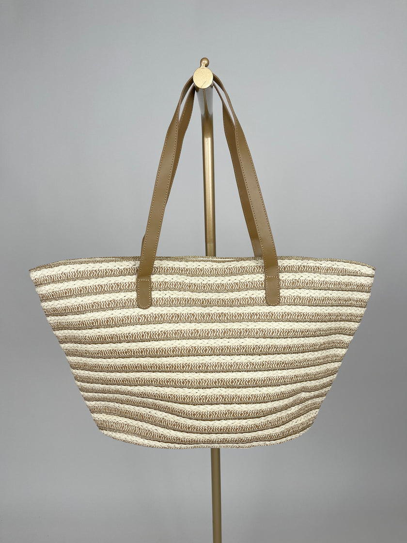Korbtasche Streifen in Beige