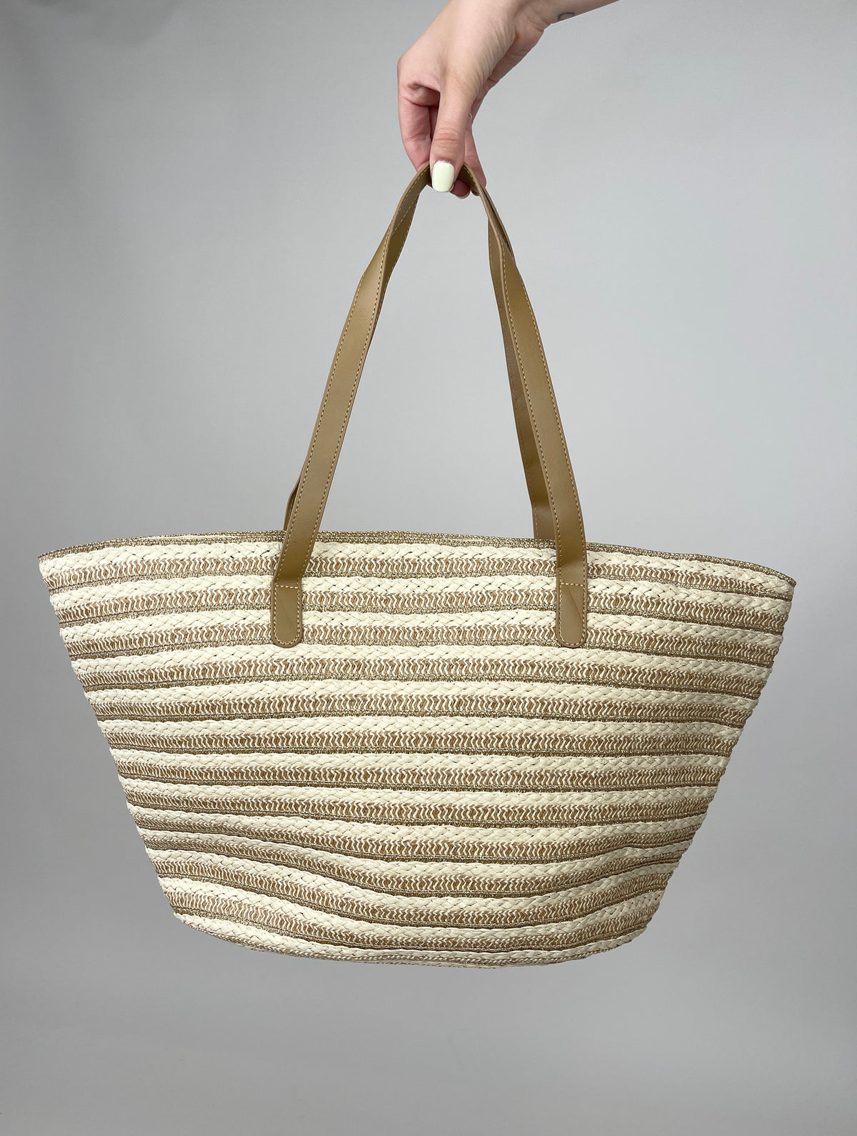 Korbtasche Streifen in Beige