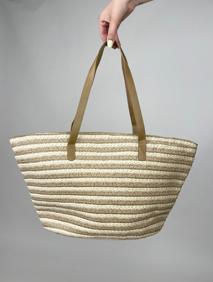 Korbtasche Streifen in Beige
