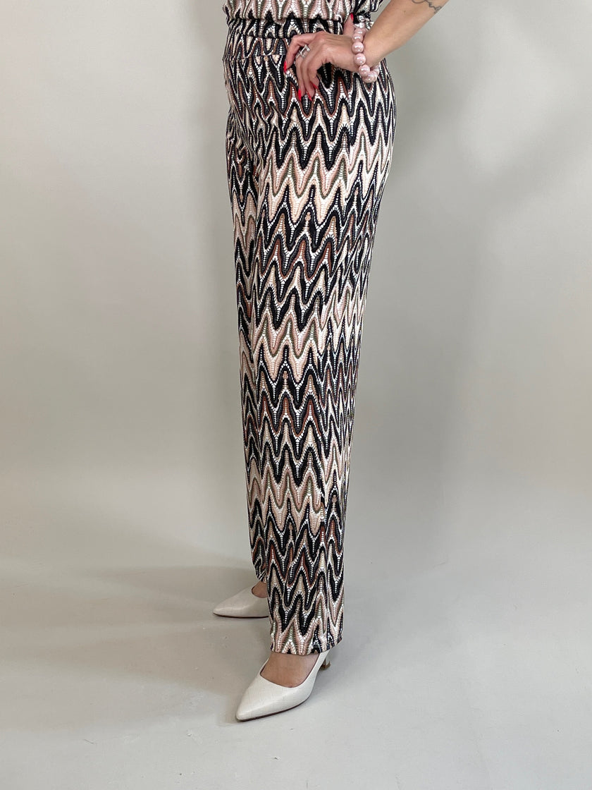 Marlene Hose ZickZack in Beige/Schwarz Artikel 5874