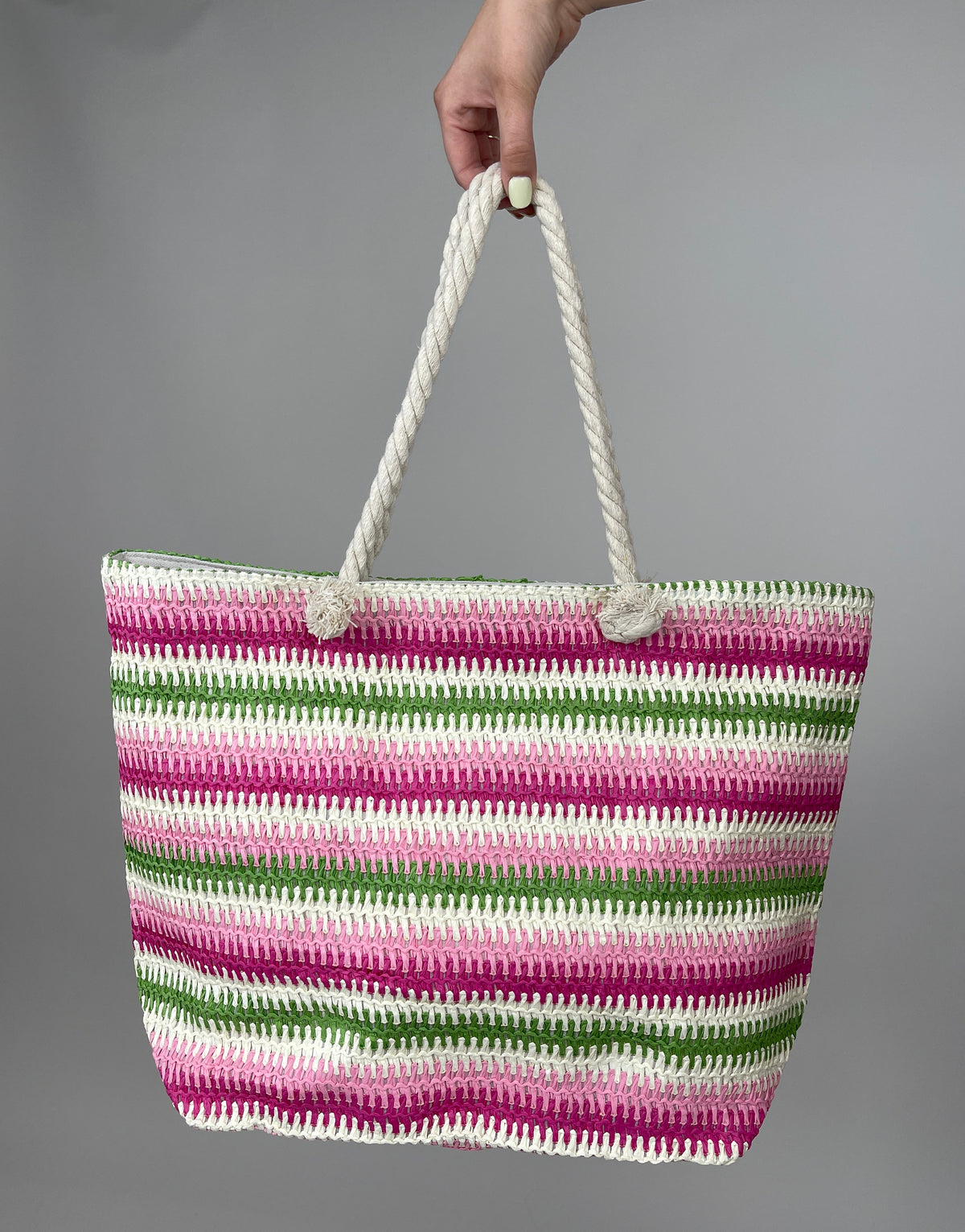 Tasche Beach Streifen in Pink/Grün