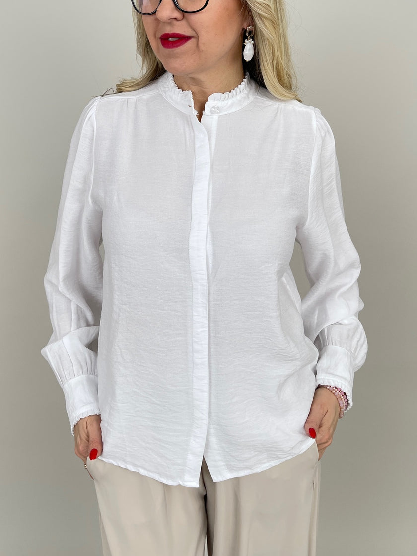 Bluse mit Rüschen-Details in Weiß