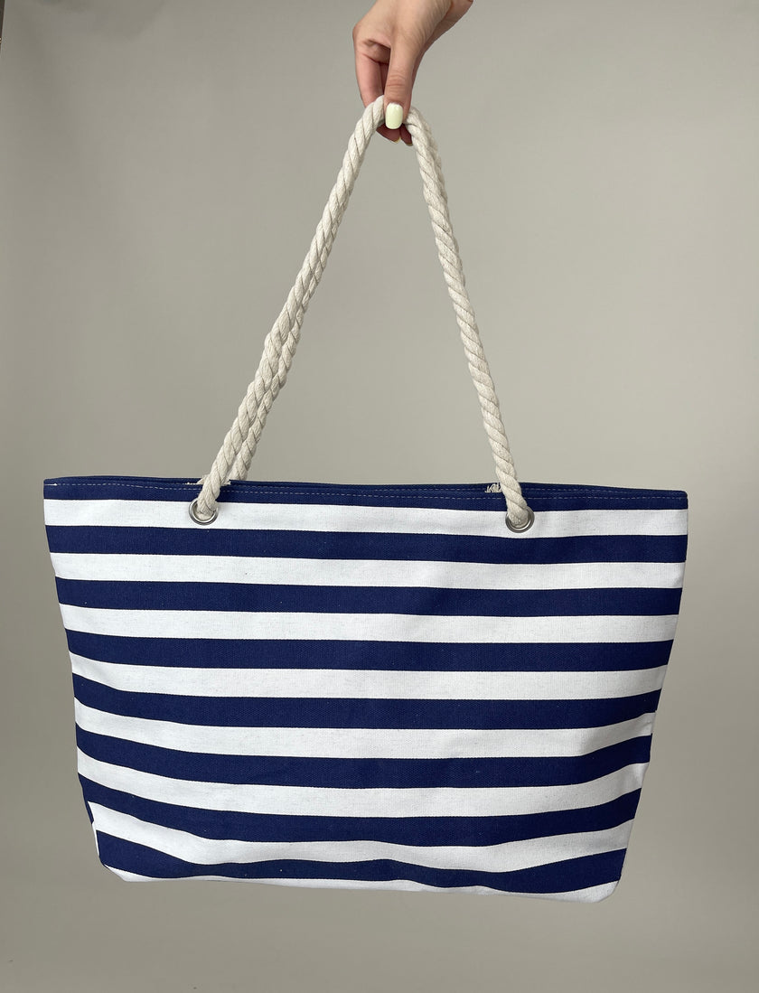 Tasche Beach Streifen in Marine/Weiß