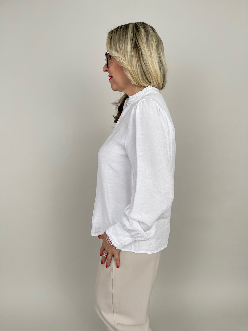 Bluse mit Rüschen-Details in Weiß