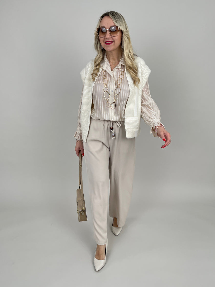 Bluse leicht gecrinkelt in Beige