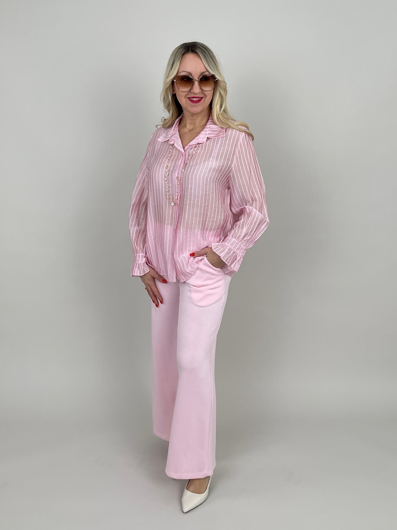 Bluse leicht gecrinkelt in Rosa