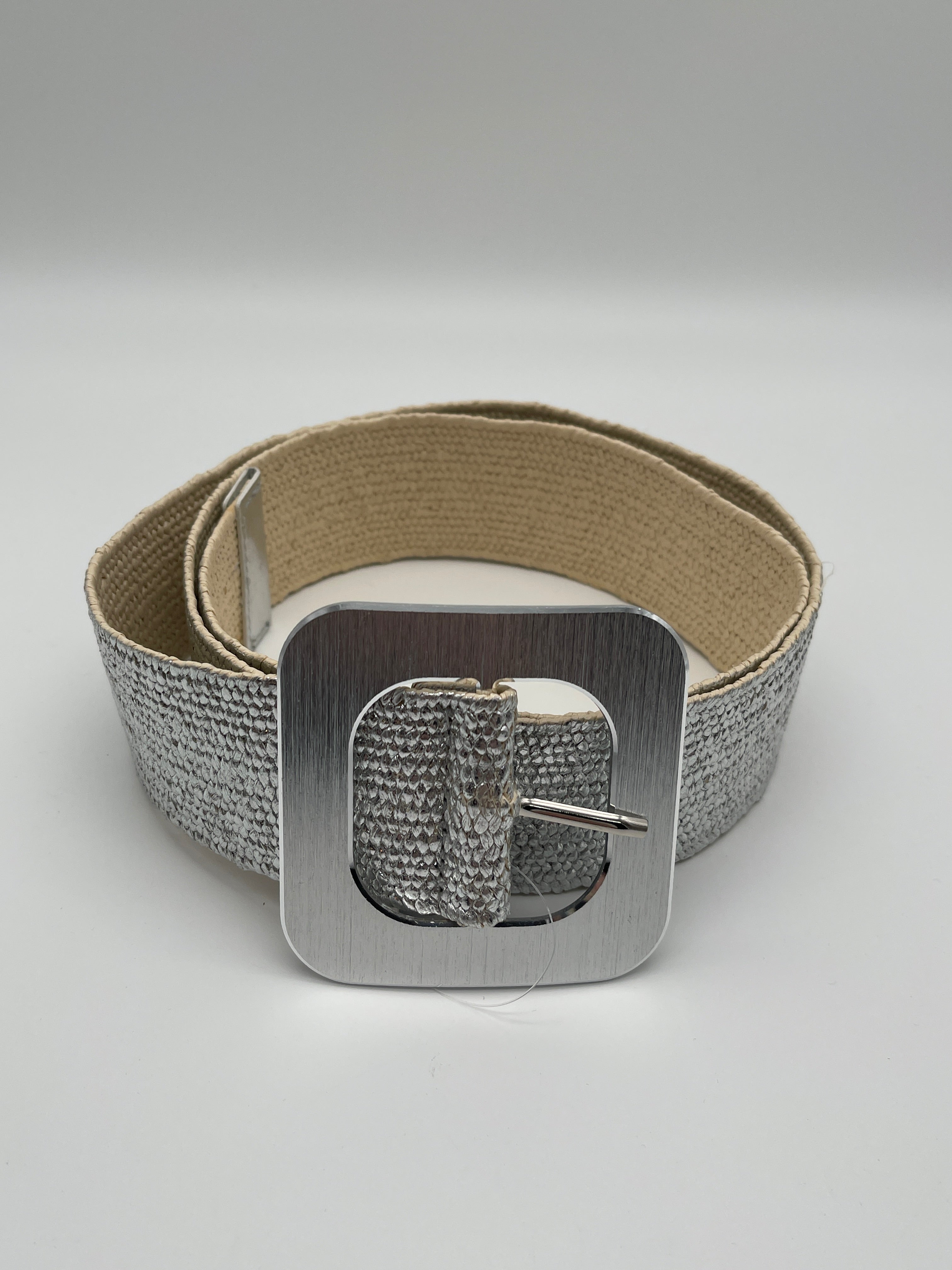 Gürtel Bast Eckig in Silber