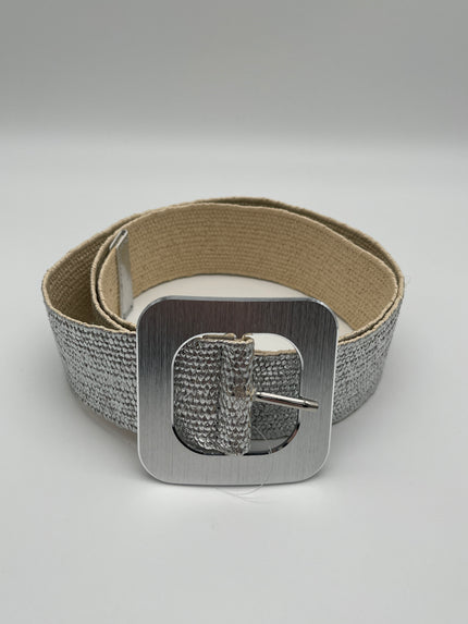 Gürtel Bast Eckig in Silber