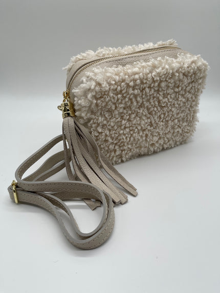 Tasche klein mit Teddyfell in Beige/Gold Artikel 5353