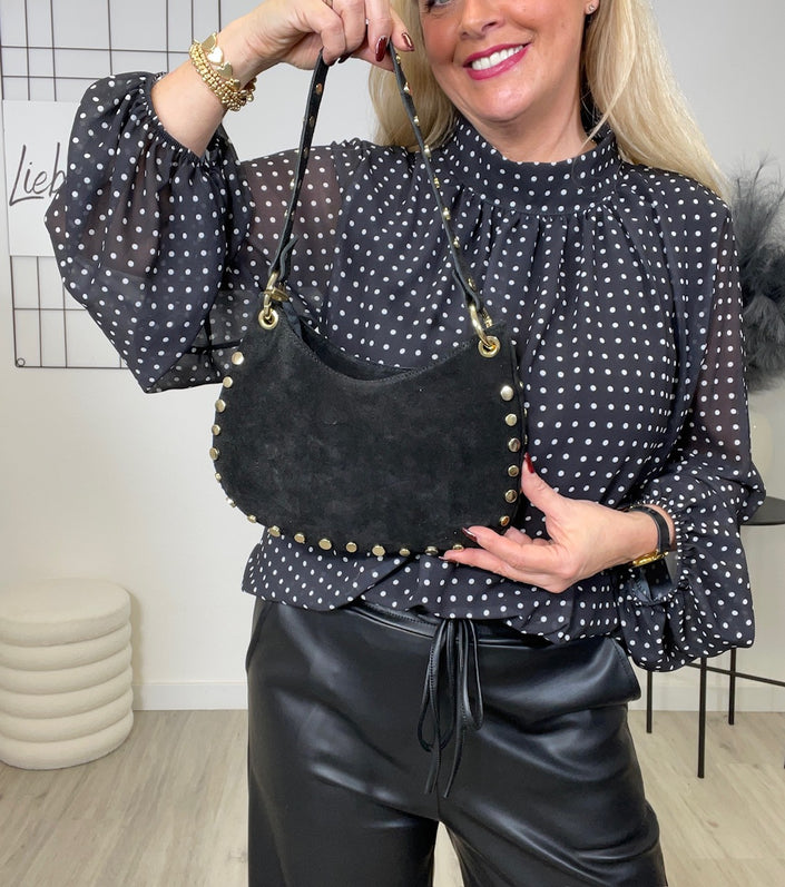 Tasche Wildleder mit Nieten in Schwarz Artikel 6654