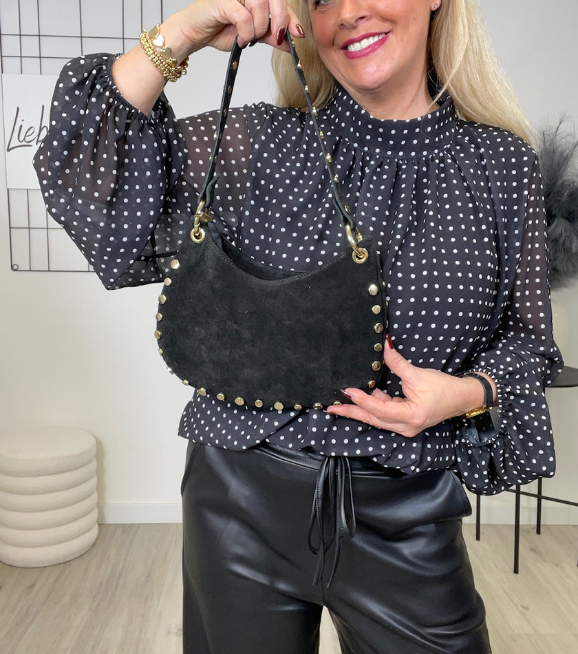 Tasche Wildleder mit Nieten in Schwarz Artikel 6654