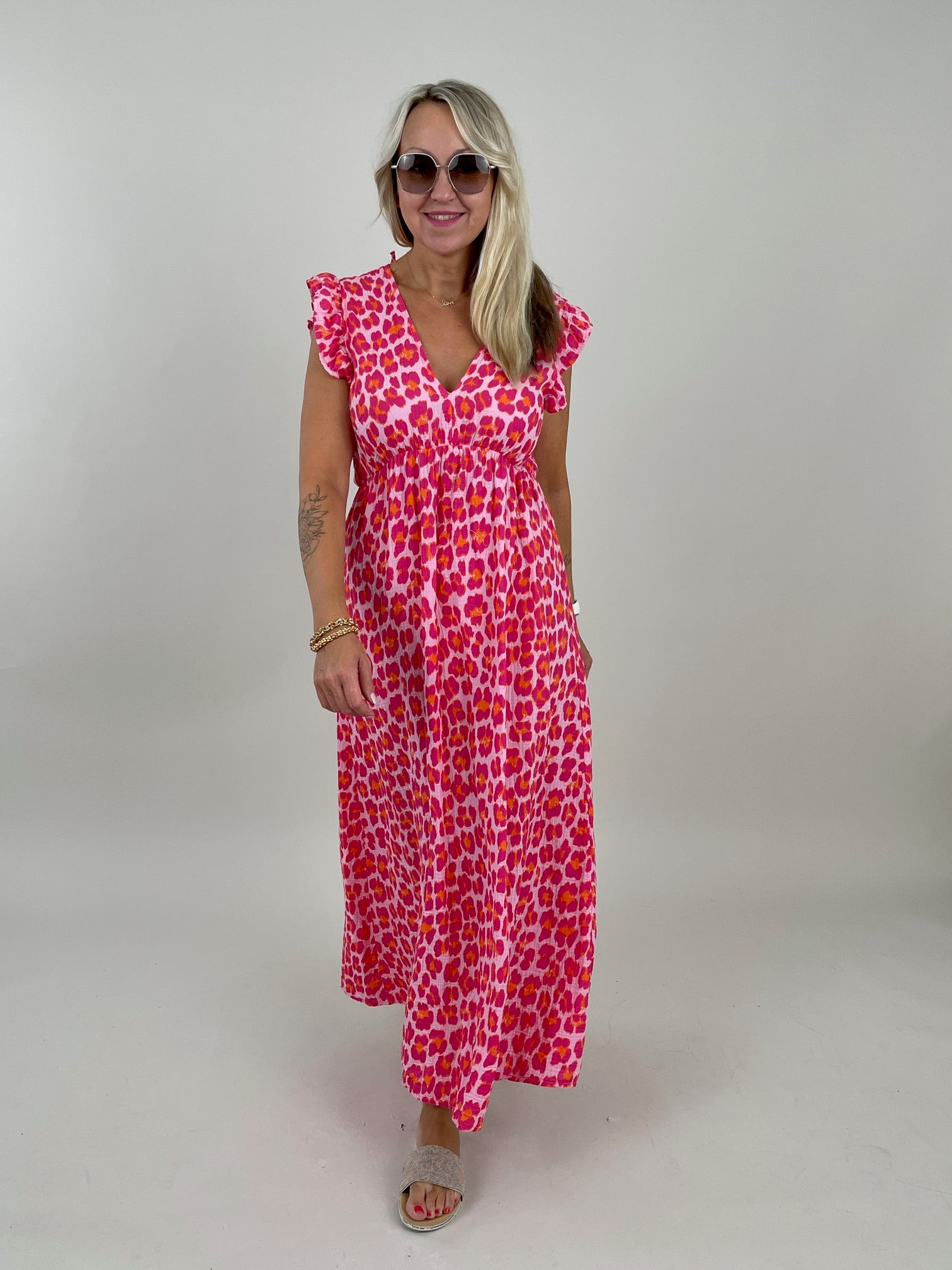 Kleid Musselin Leo in Pink