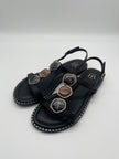 Sandalen mit Steinen in Schwarz