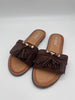 Sandalen mit Fransen in Mokka