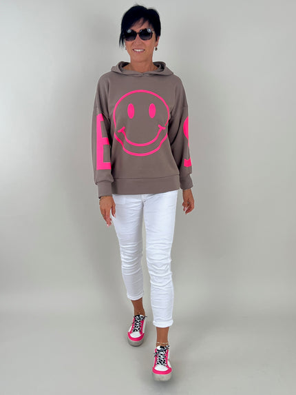 Hoodie Smiley in Taupe Artikel 6244
