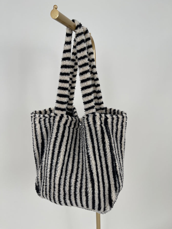 Tasche Teddy Streifen in Schwarz/Beige Artikel 6658
