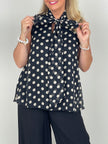 Chiffon-Blusentop Punkteprint in Schwarz/Beige