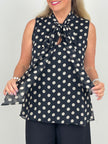 Chiffon-Blusentop Punkteprint in Schwarz/Beige