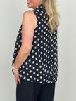 Chiffon-Blusentop Punkteprint in Schwarz/Beige