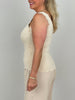 Top ZickZack mit Nieten in Beige