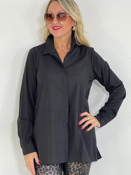 Bluse Classic mit verdeckter Knopfleiste in Schwarz Artikel 5373