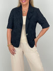Sommerblazer mit Lochstickerei in Schwarz