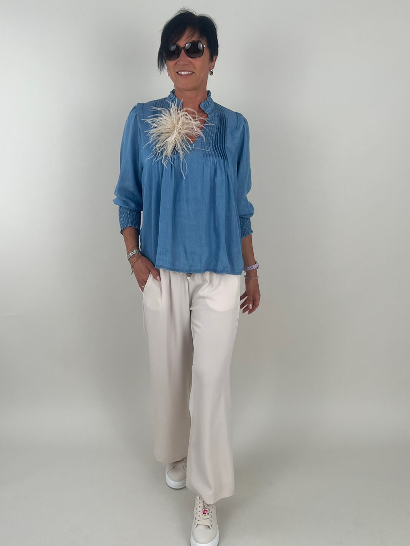 Leichte Jeansbluse mit tollen Details Artikel 6245