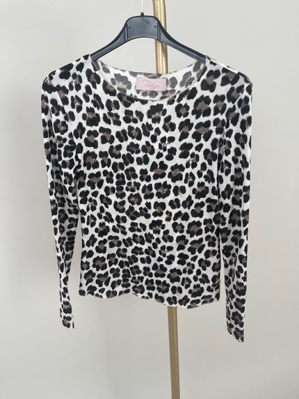 Langarmshirt mit Cashmere Leo in Beige Artikel 6270
