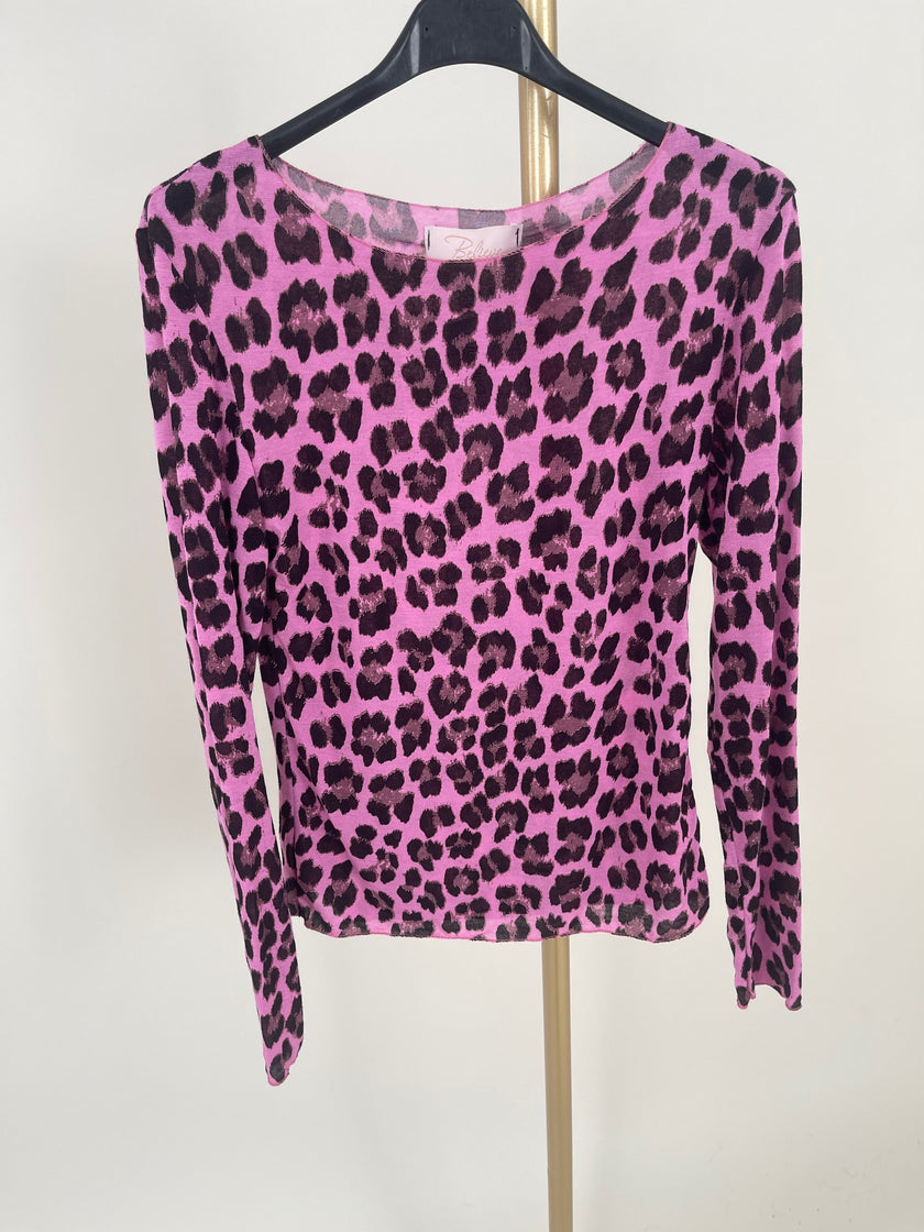 Langarmshirt mit Cashmere Leo in Pink Artikel 6269