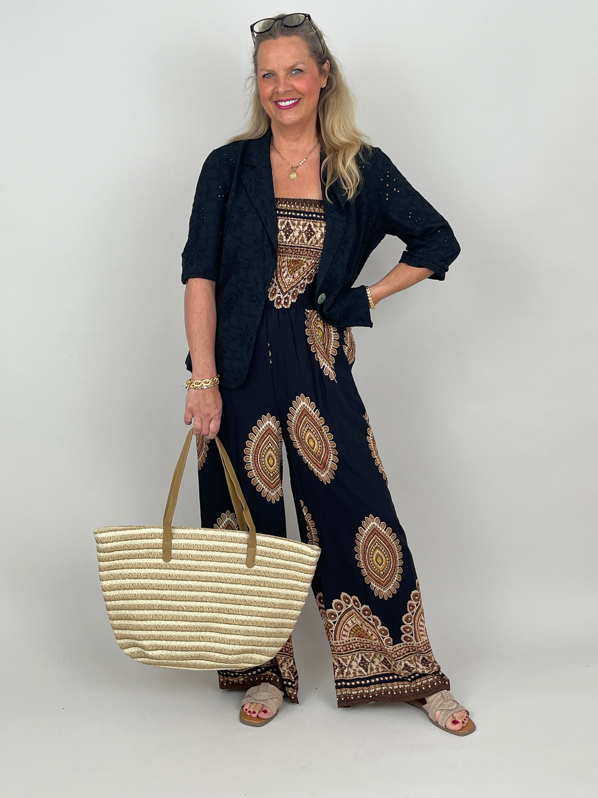 Overall mit Ethno-Print in Schwarz