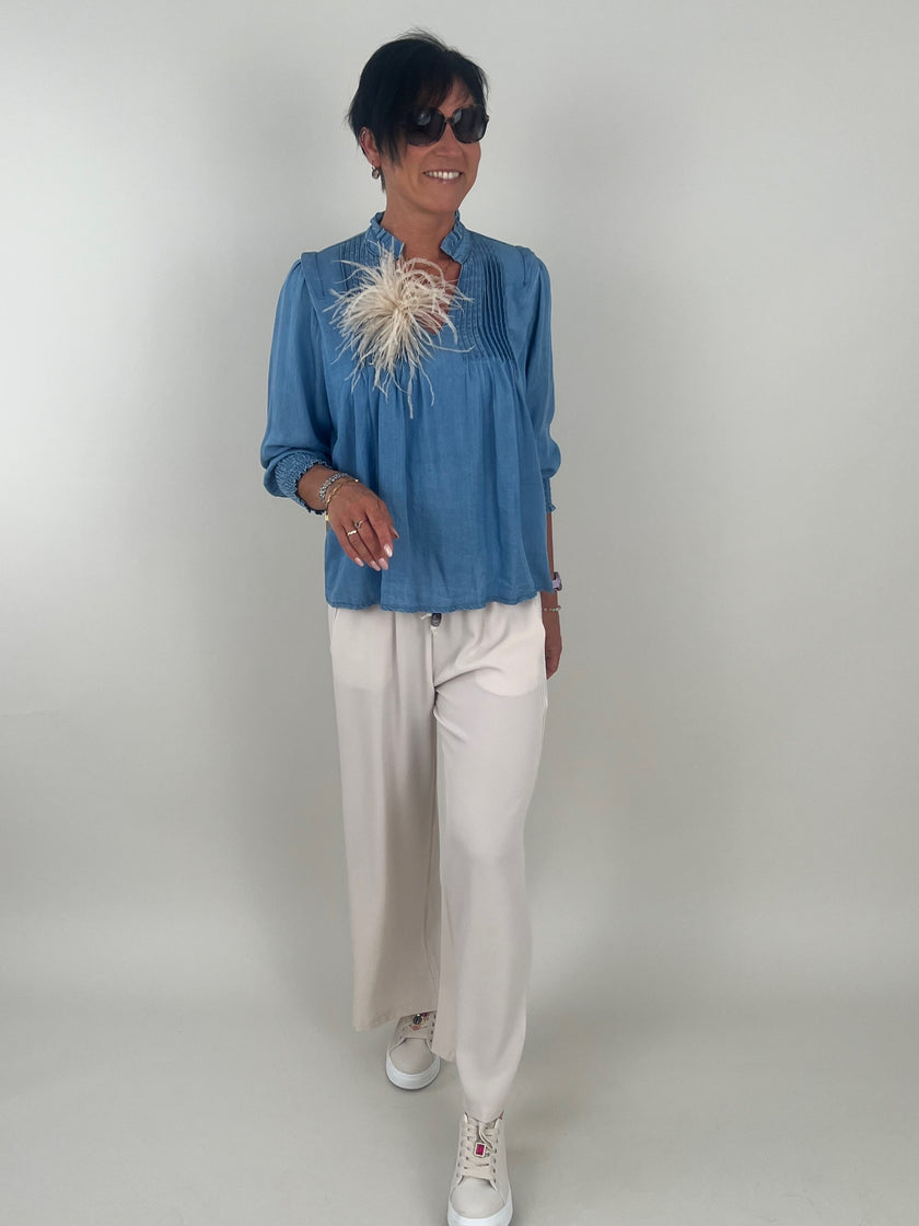 Leichte Jeansbluse mit tollen Details Artikel 6245