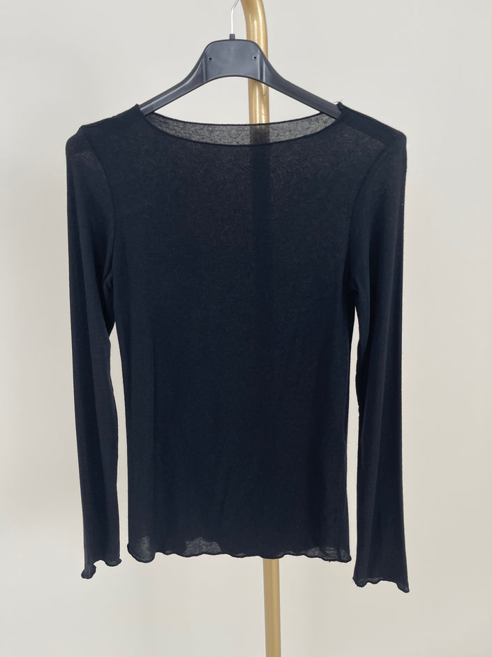 Langarmshirt mit Cashmere Uni in Schwarz Artikel 6213