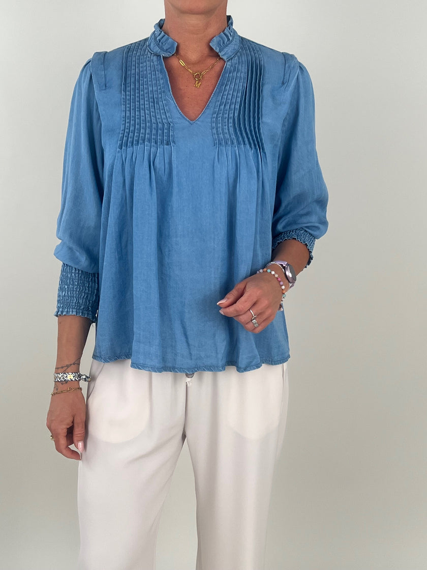 Leichte Jeansbluse mit tollen Details Artikel 6245