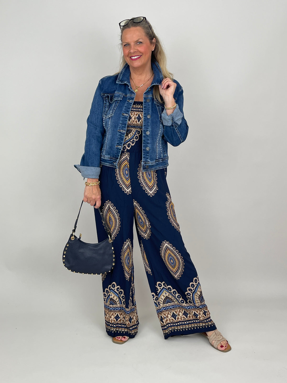 Overall mit Ethno-Print in Marine