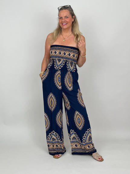 Overall mit Ethno-Print in Marine