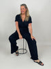 Jumpsuit Wickeloptik in Schwarz