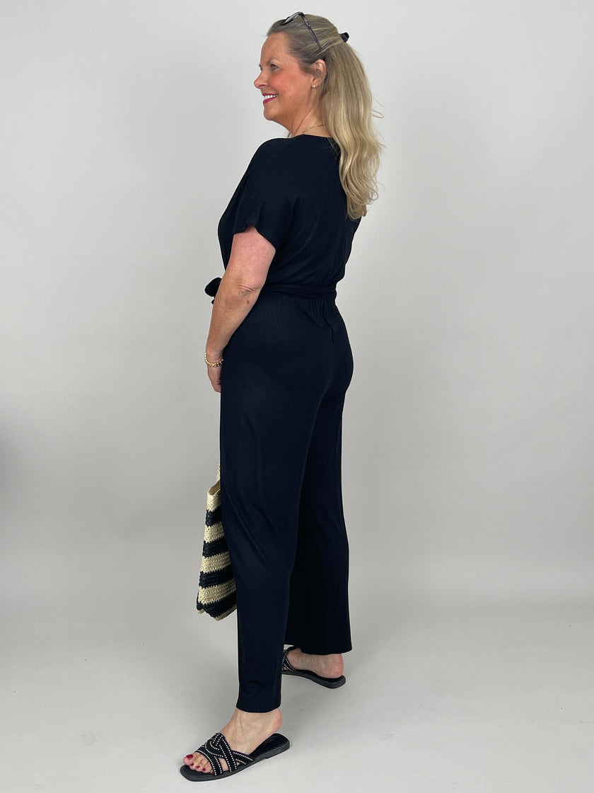 Jumpsuit Wickeloptik in Schwarz