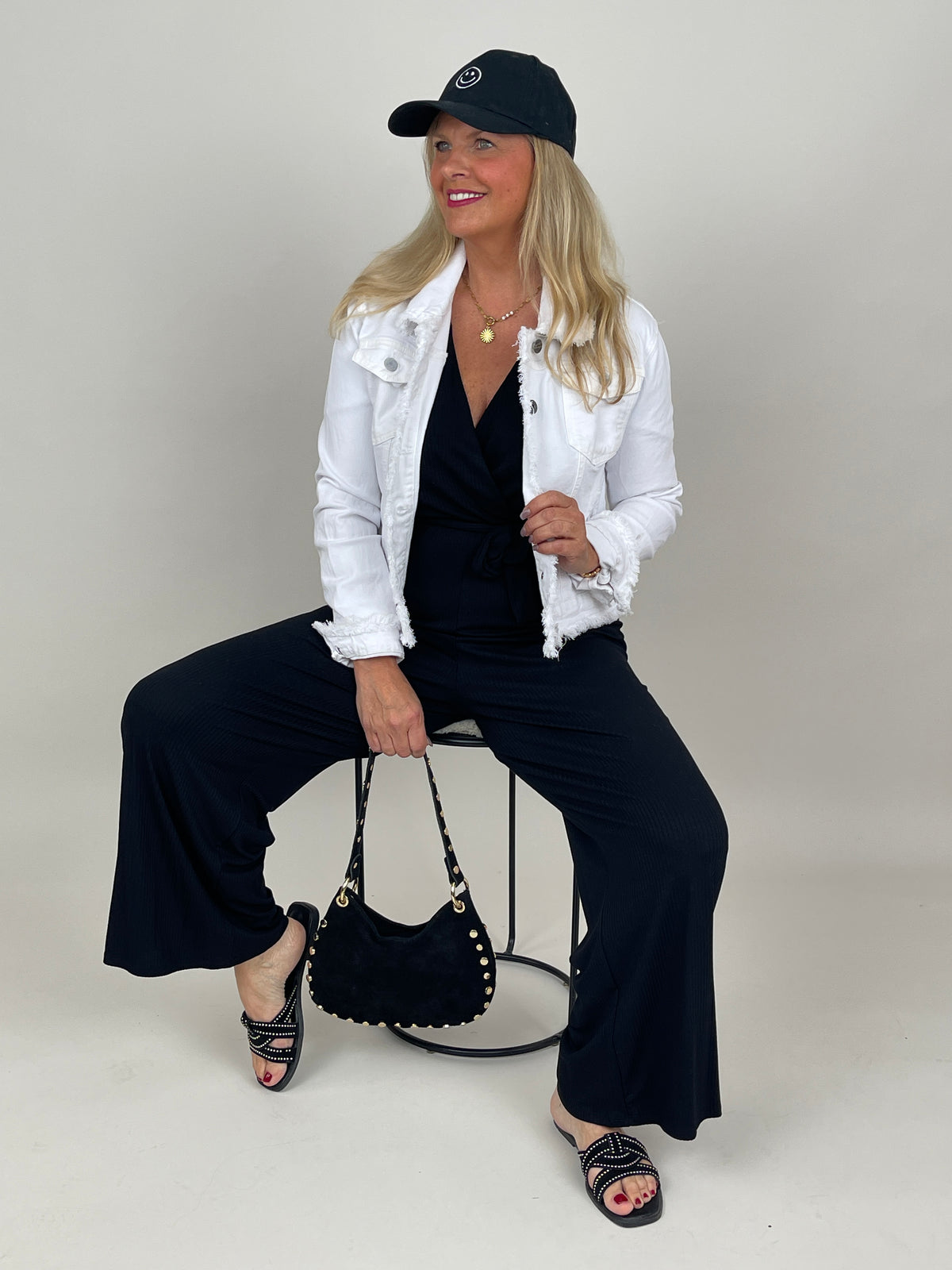 Jumpsuit Wickeloptik in Schwarz