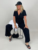 Jumpsuit Wickeloptik in Schwarz