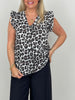 Top Musselin Leo-Print in Braun