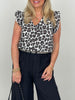 Top Musselin Leo-Print in Braun