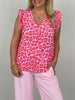 Top Musselin Leo-Print in Pink