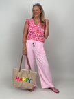 Top Musselin Leo-Print in Pink