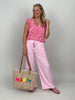 Top Musselin Leo-Print in Pink