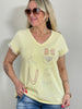 T-Shirt mit Steinchen und Glitzerdruck in versch. Farben Artikel 5781