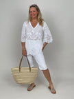 Boho Bluse mit Spitze in Weiß